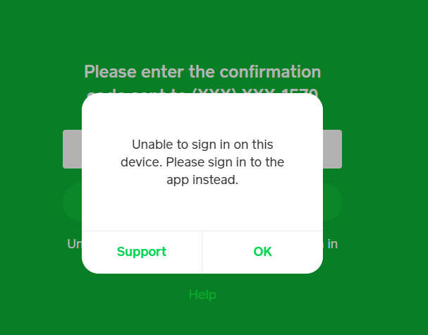 Cash App Unable to Sign in on this Device