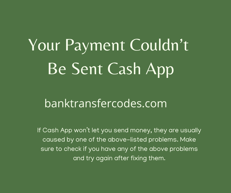 Your Payment Couldn’t Be Sent Cash App