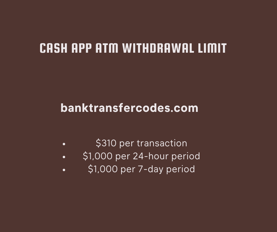 cash app atm withdrawal limit