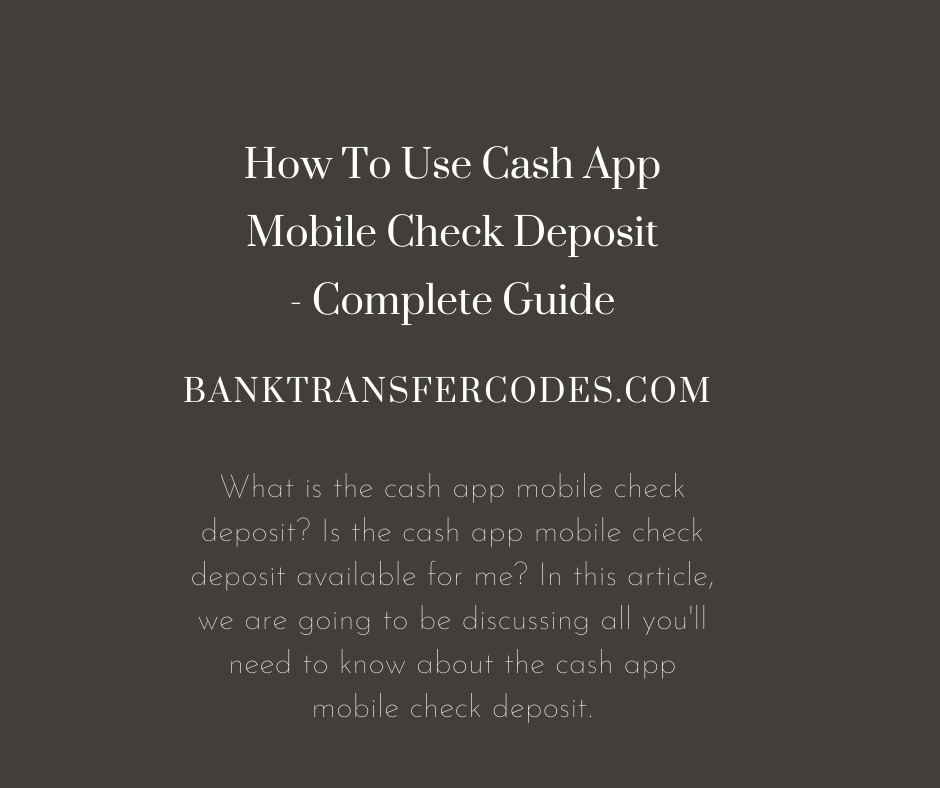 Cash App Mobile Check Deposit